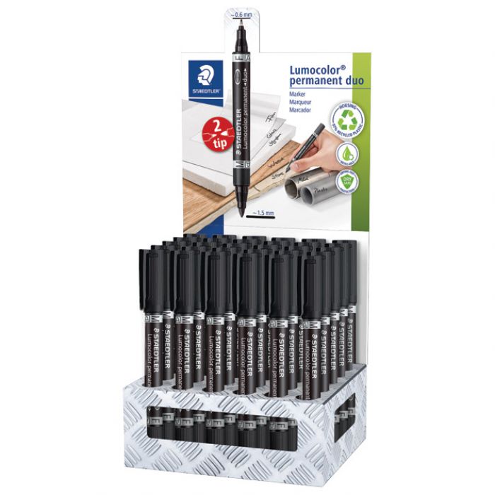STALAK S MARKERIMA PERMANENTNIM OBOSTRANI 0,6 I 1,5MM LUMOCOLOR PK30 STAEDTLER 348-9 CA30 CRNI