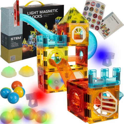 Magnetski građevinski set - Svjetleći tobogan, 75 komada