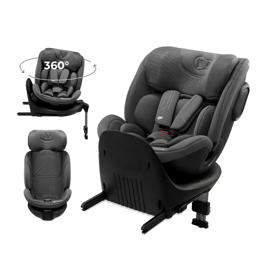 Kinderkraft autosjedalica XRIDER 2 i-Size 0-36 kg (40-150 cm) 360, siva