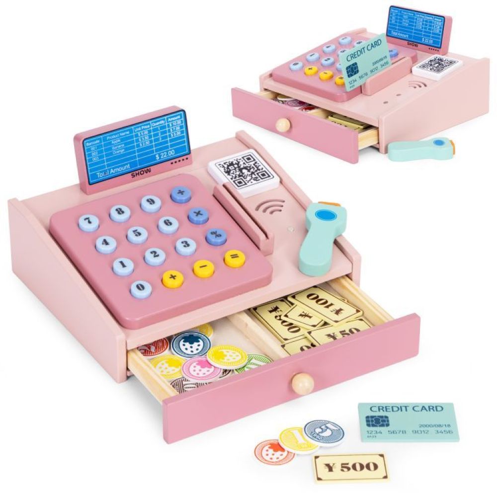 Ecotoys Drvena blagajna 3 god+, roza