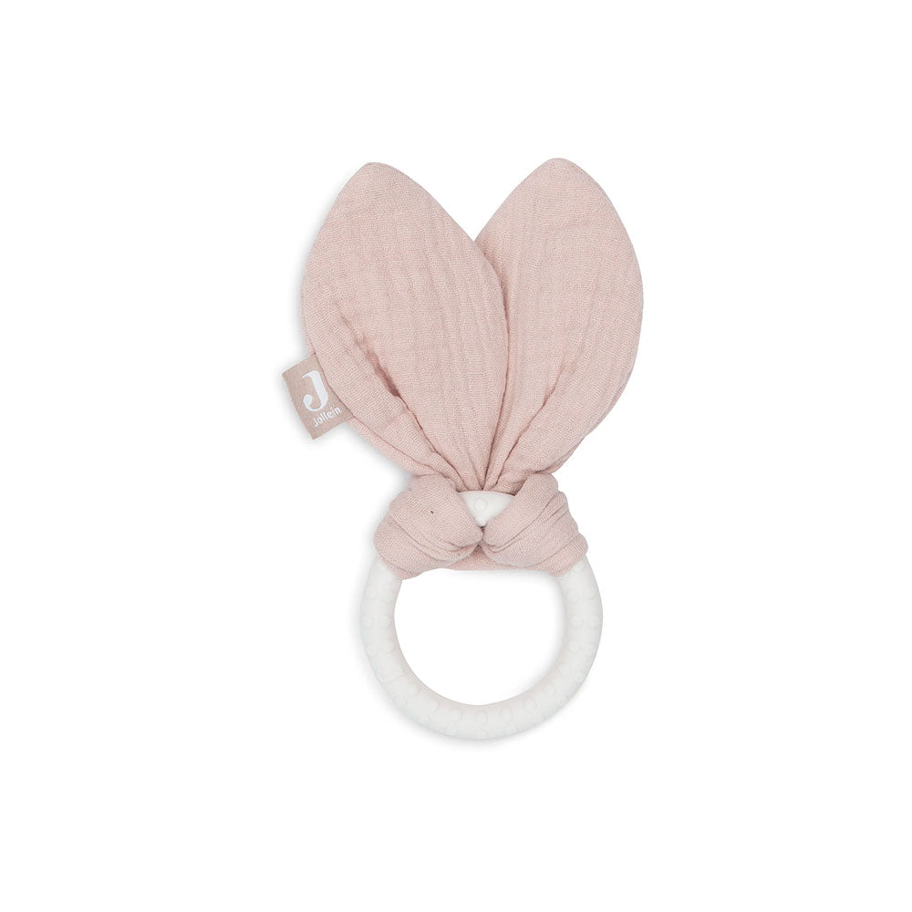 Jollein Silikonska grickalica za zube Bunny Ears 0 m+, Wild Rose