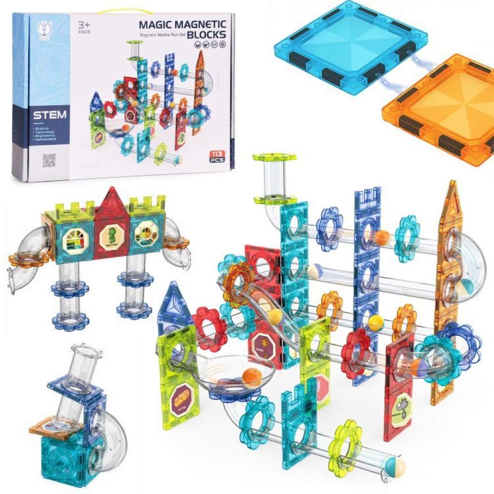 Magnetni set građevinski blokovi TUNEL, Marble Run - 113 dijelova