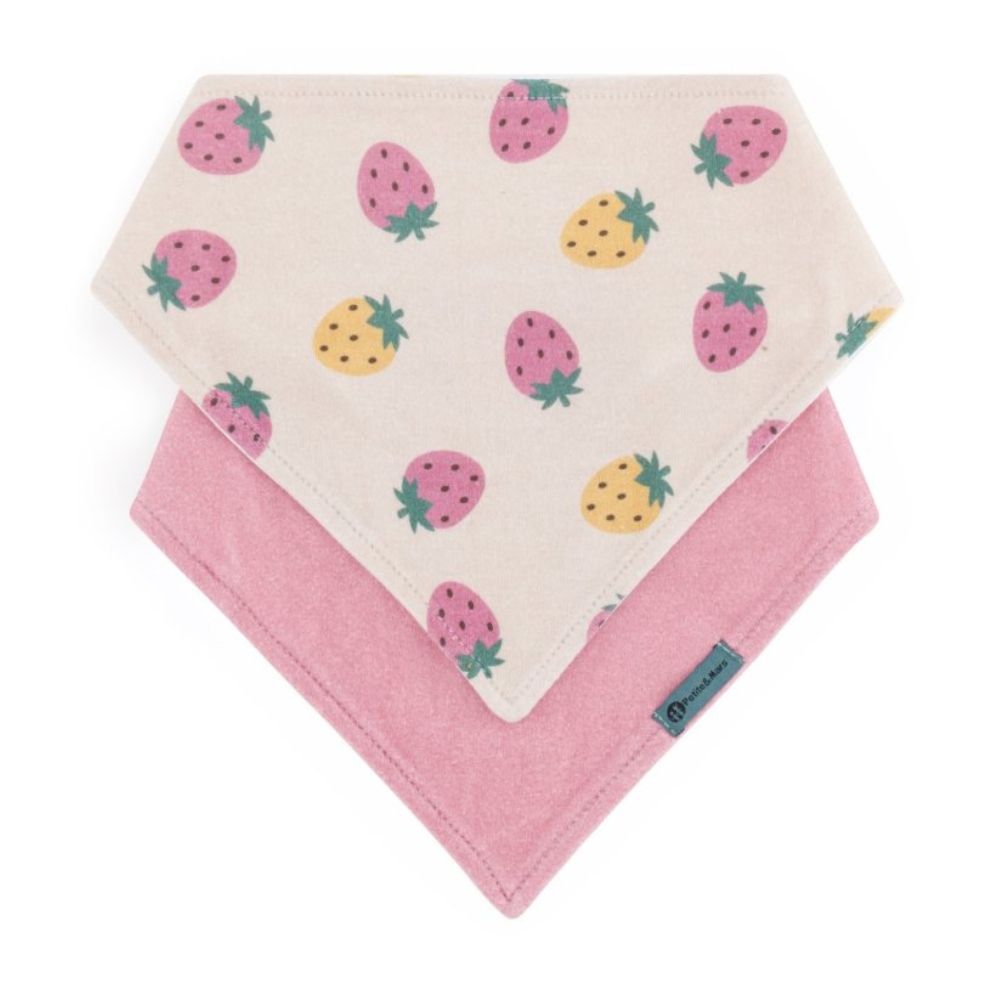 Petite&Mars Luke marama podbradak 3m+ 2 kom - Beige Strawberries/Dusty Rose