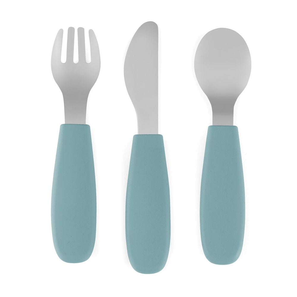 PETITE&MARS Set pribora za jelo od nehrđajućeg čelika sa silikonskom ručkom 12 m+ Take&Match, Frosted Sky
