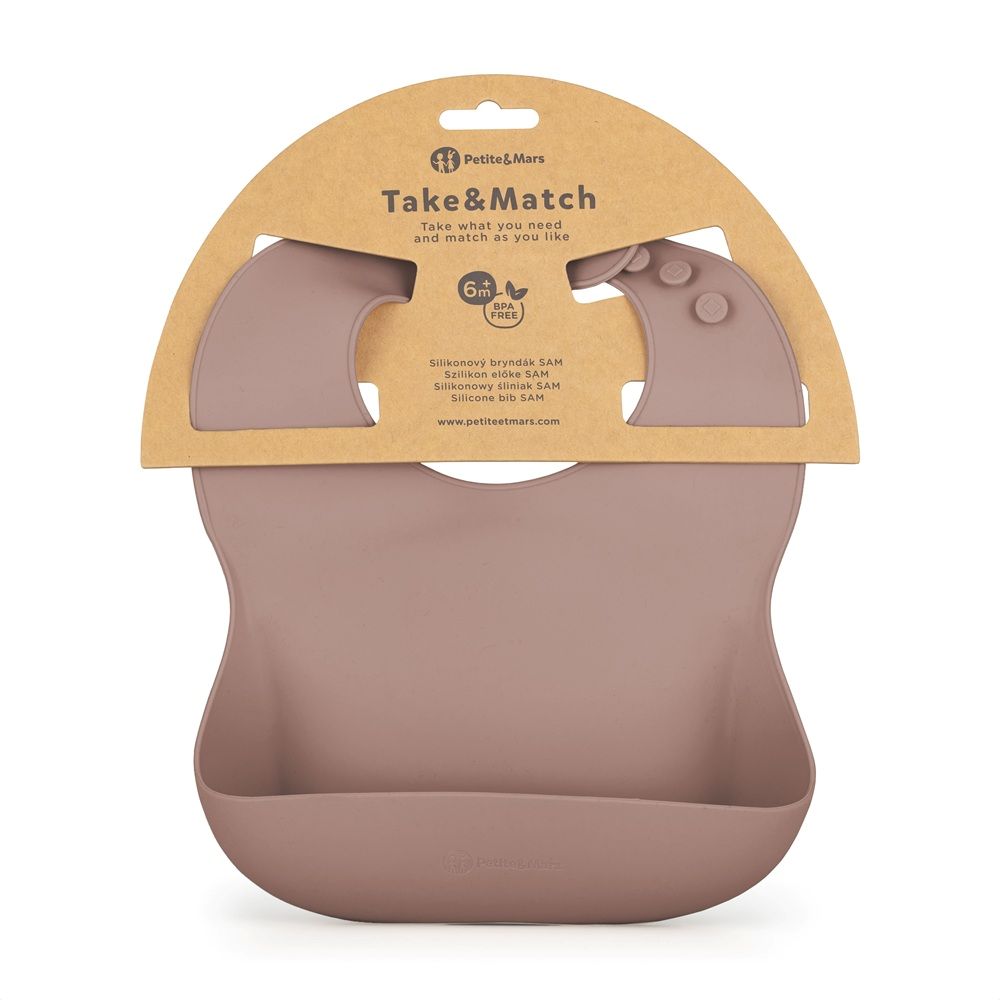 PETITE&MARS Silikonski podbradak 6 m+ Take&Match, Velvet Latte