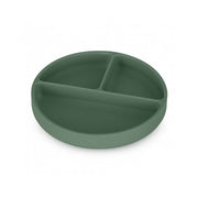 PETITE&MARS Silikonski okrugli tanjur s odjeljcima i vakuumom 6 m+ Take&Match, Misty Green