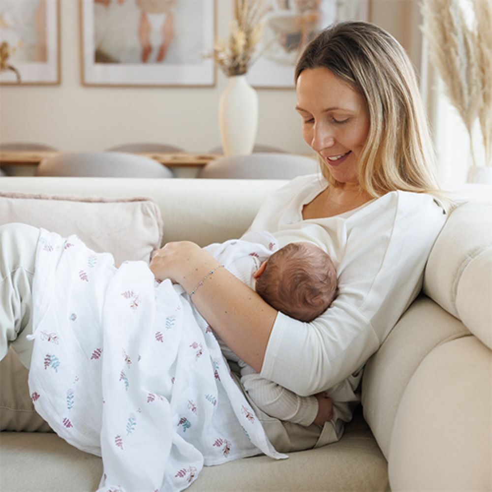 BabyOno Bambus tetra pelene Lišće, roza