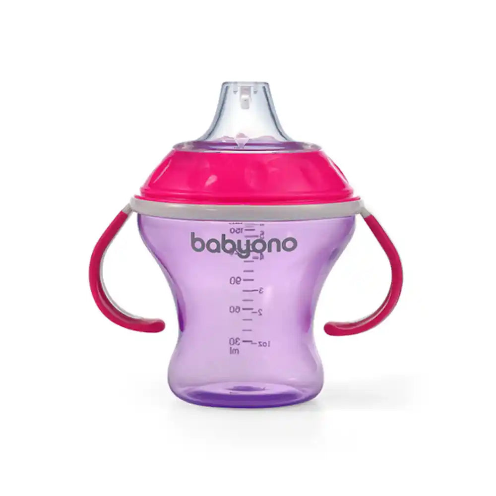 BabyOno Neprolijevajuća čaša Natural, ljubičasto-roza