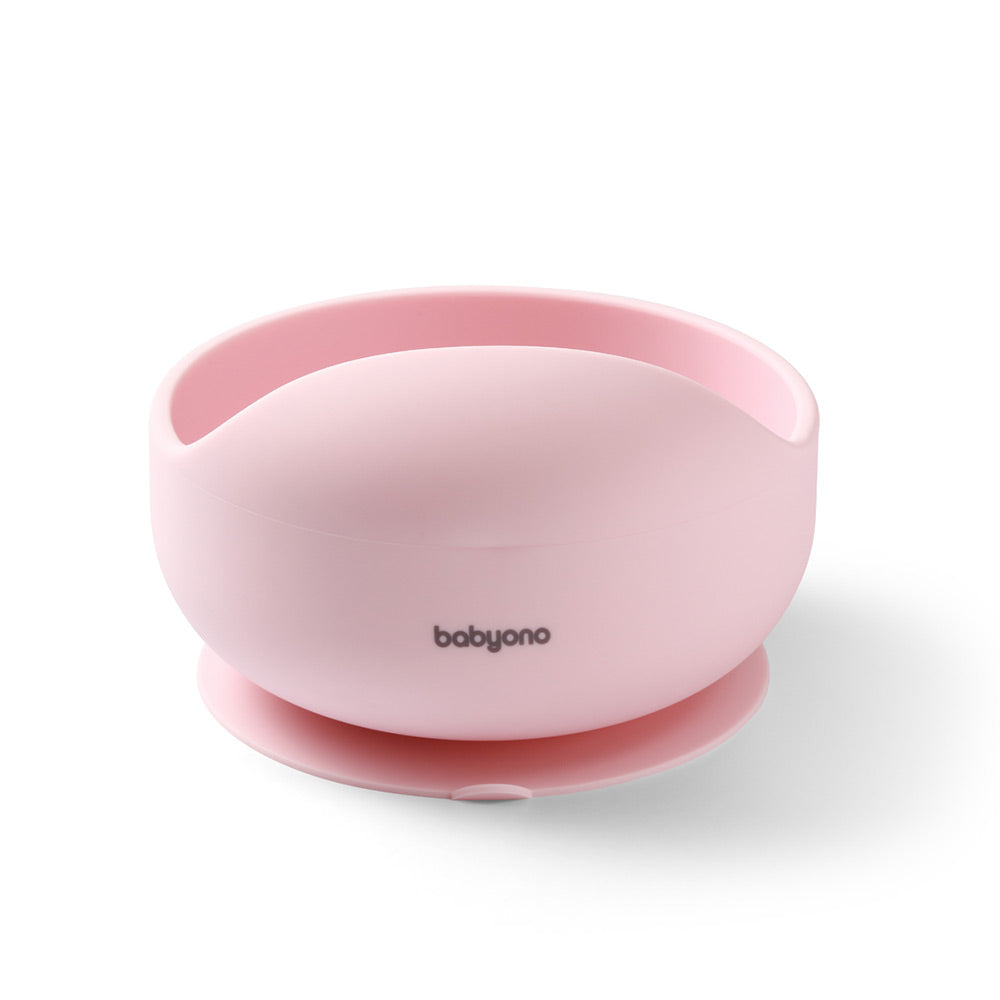 BabyOno Silikonska zdjelica s vakuumom 350 ml 6 m+, roza