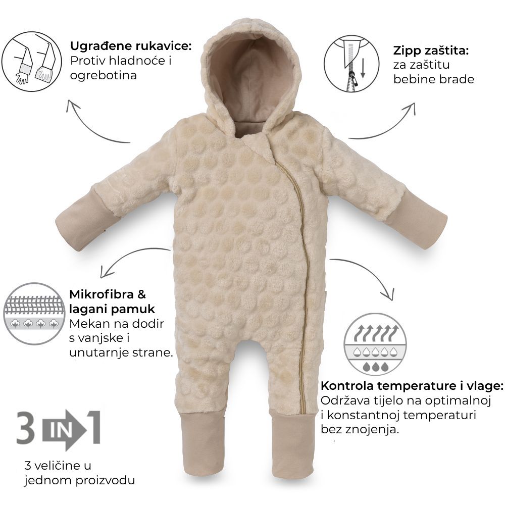 Kenguru Gold Odijelce za bebe TOG2, Hazelnut, 0-3 m