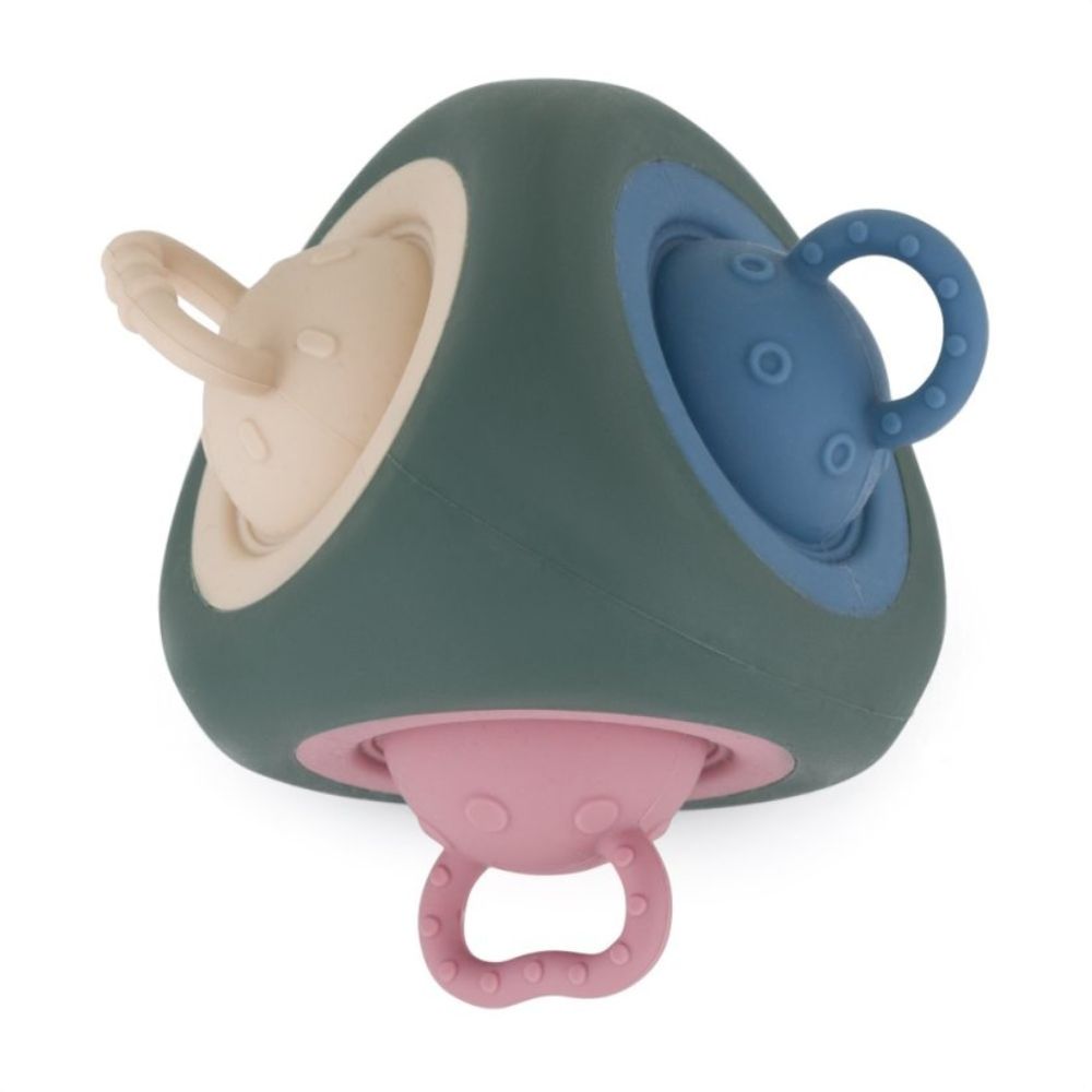 PETITE&MARS Silikonska senzorna igračka Pop Triangle 10 m+, Misty Green
