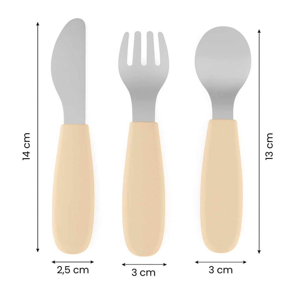 PETITE&MARS Set pribora za jelo od nehrđajućeg čelika sa silikonskom ručkom 12 m+ Take&Match, Frosted Sky