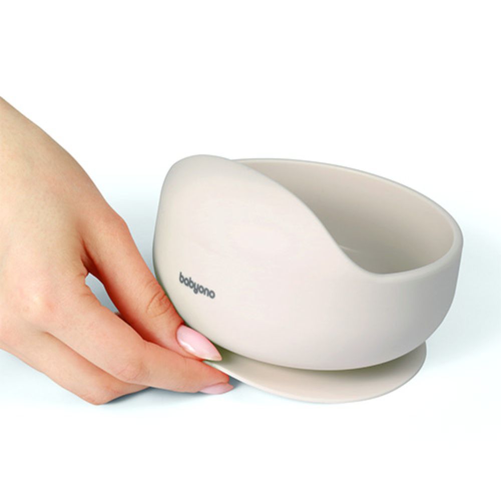 BabyOno Silikonska zdjelica s vakuumom 350 ml 6 m+ - Bež