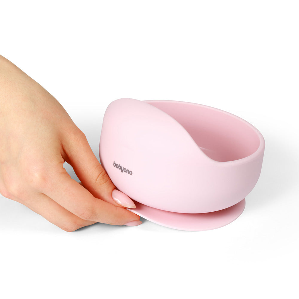 BabyOno Silikonska zdjelica s vakuumom 350 ml 6 m+ - Roza