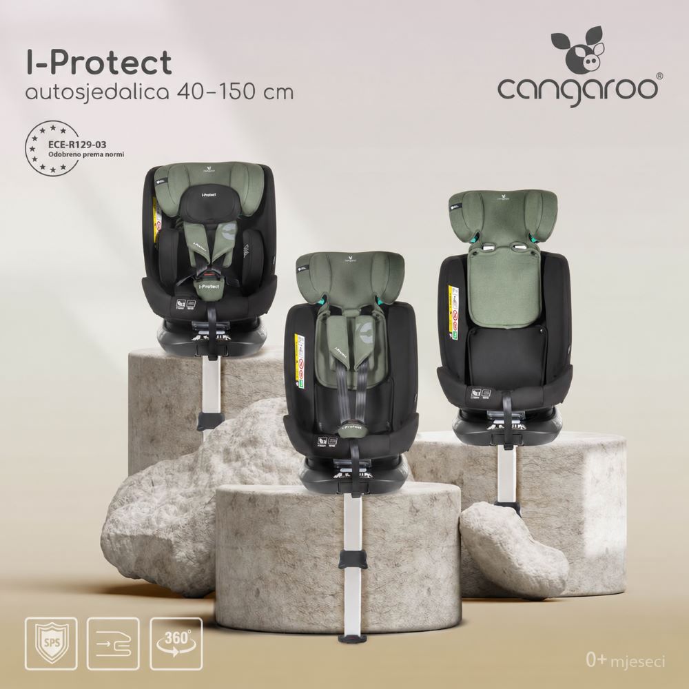 Cangaroo i-Protect autosjedalica i-Size 0-36kg (40-150 cm) 360 - Deep Forest Green