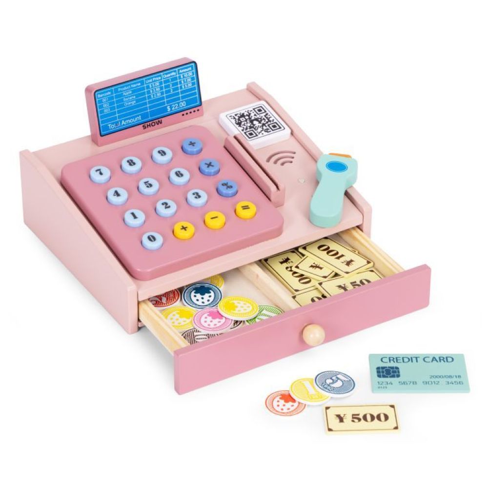 Ecotoys Drvena blagajna 3 god+, roza