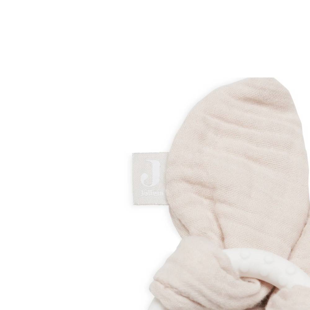 Jollein Silikonska grickalica za zube Bunny Ears 0 m+, Nougat