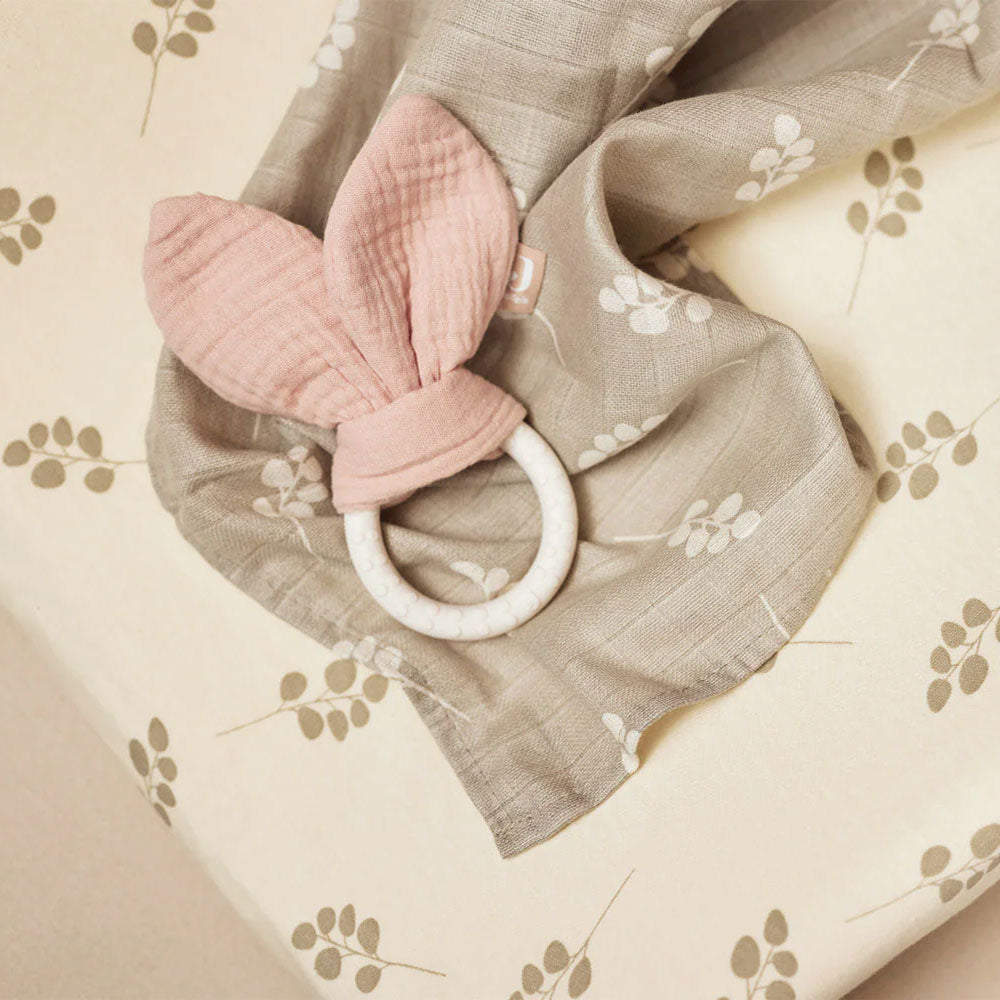 Jollein Silikonska grickalica za zube Bunny Ears 0 m+, Wild Rose