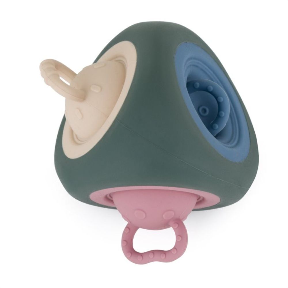 PETITE&MARS Silikonska senzorna igračka Pop Triangle 10 m+, Misty Green