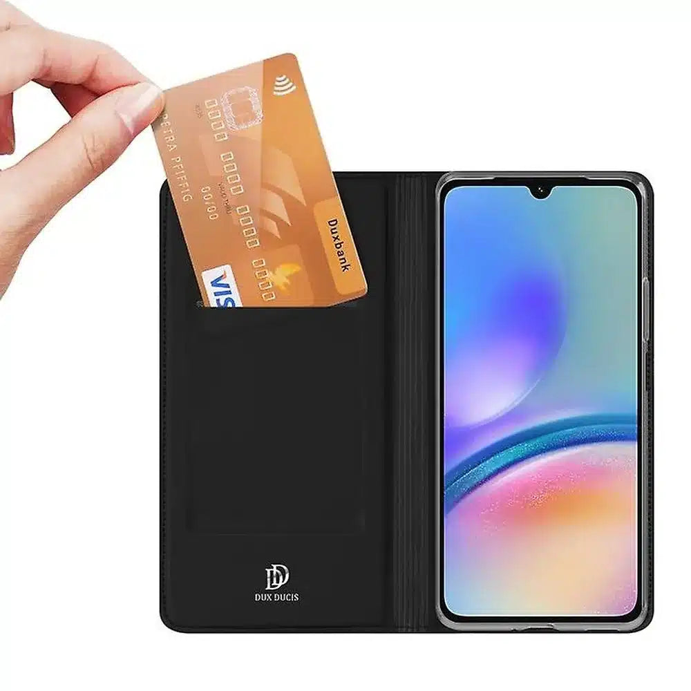 DUX DUCIS Skin Pro – glatka kožna preklopna maska za SAMSUNG GALAXY A05s crna