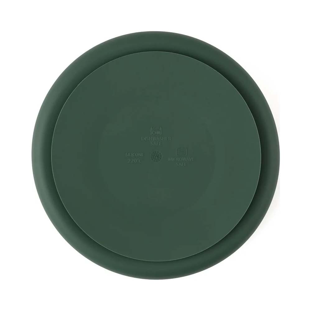 PETITE&MARS Silikonski okrugli tanjur s odjeljcima i vakuumom 6 m+ Take&Match, Misty Green