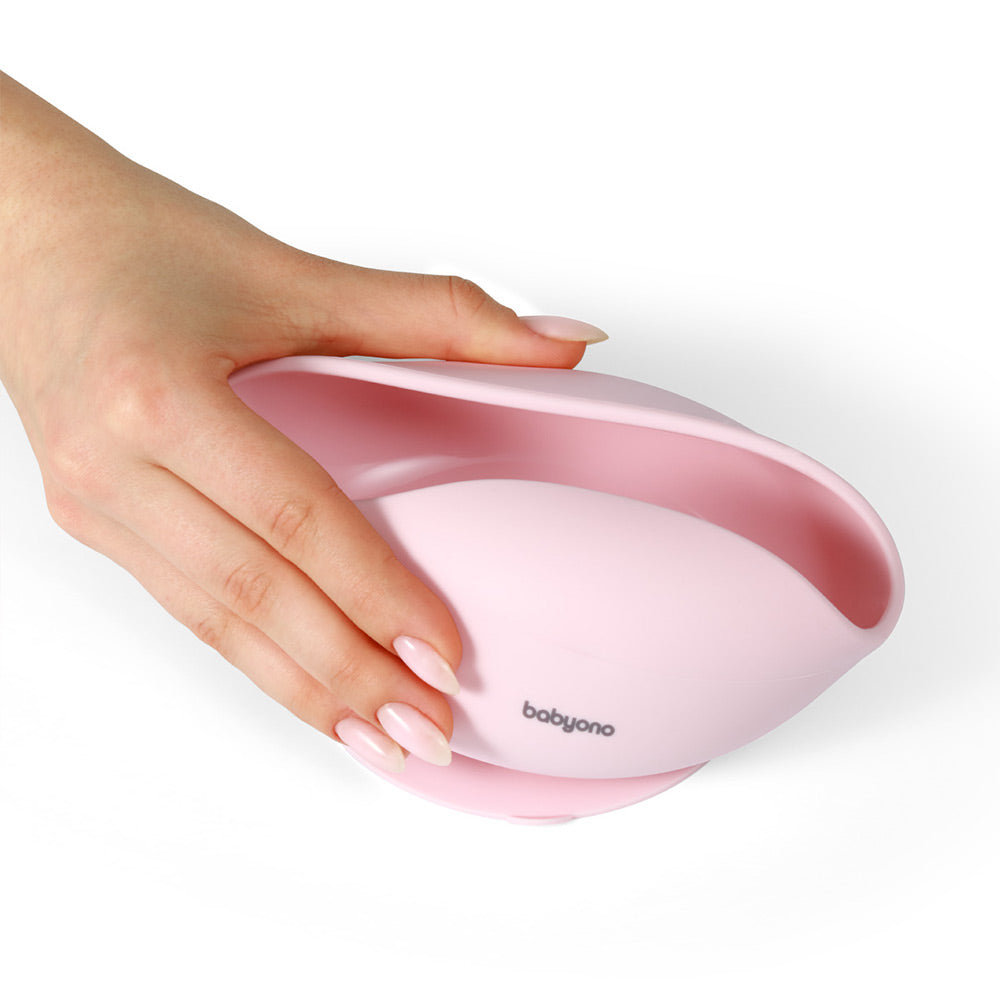 BabyOno Silikonska zdjelica s vakuumom 350 ml 6 m+, roza
