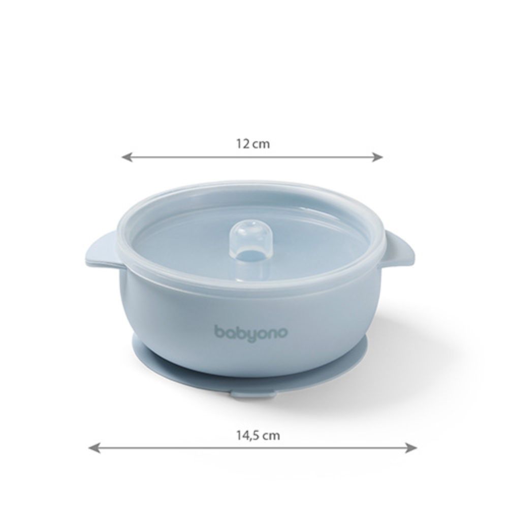 BabyOno Silikonska posuda s poklopcem, plava