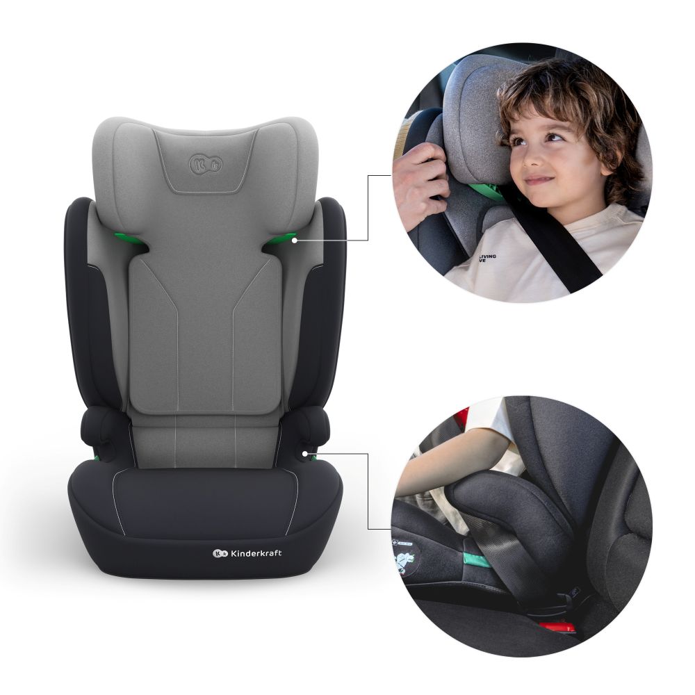Kinderkraft autosjedalica I-Spark 2 Plus i-Size 15-36 kg (100-150 cm) bez Isofix-a, Grey