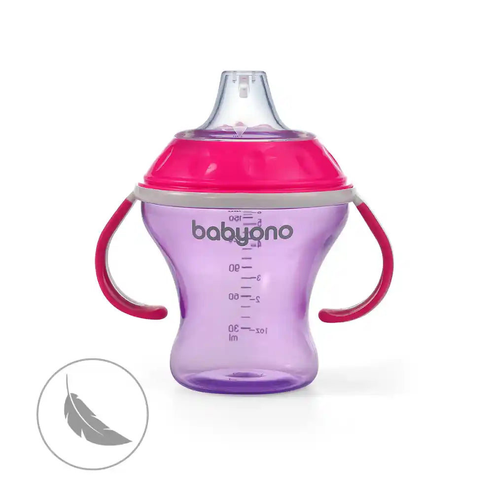 BabyOno Neprolijevajuća čaša Natural, ljubičasto-roza
