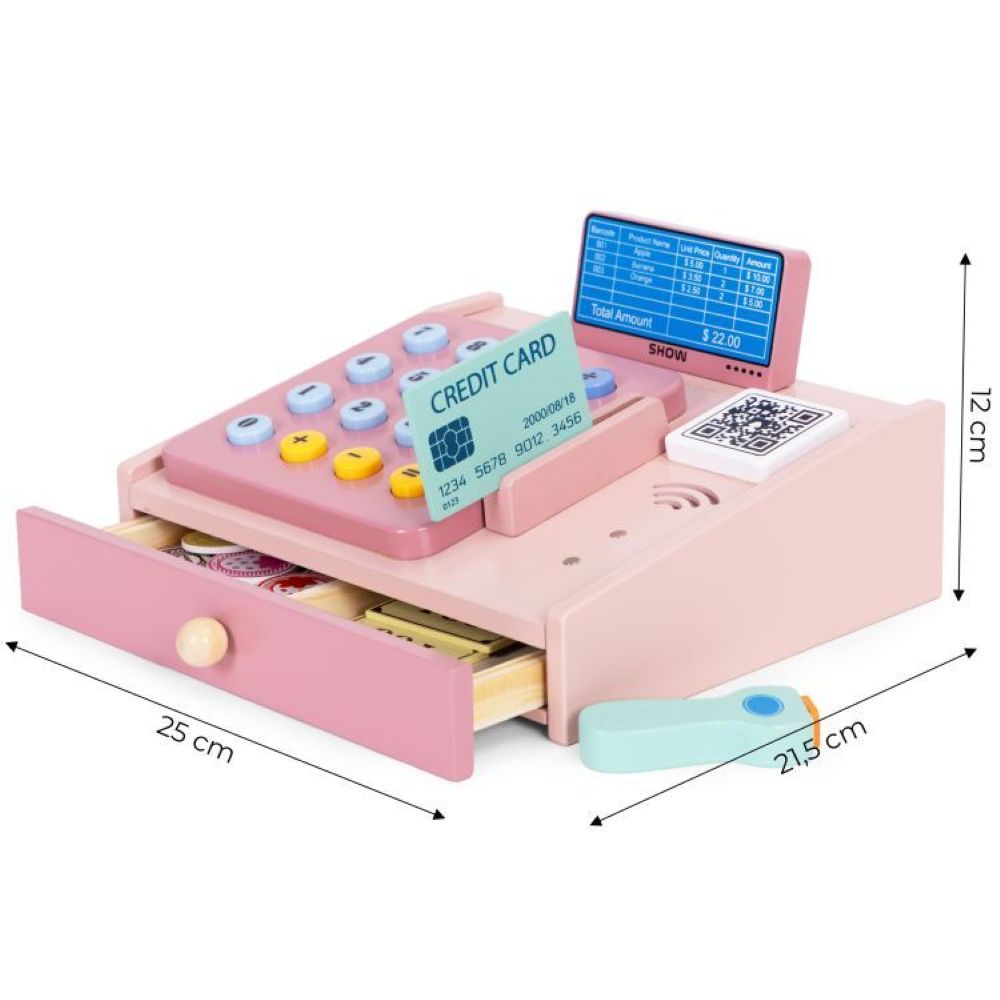 Ecotoys Drvena blagajna 3 god+, roza