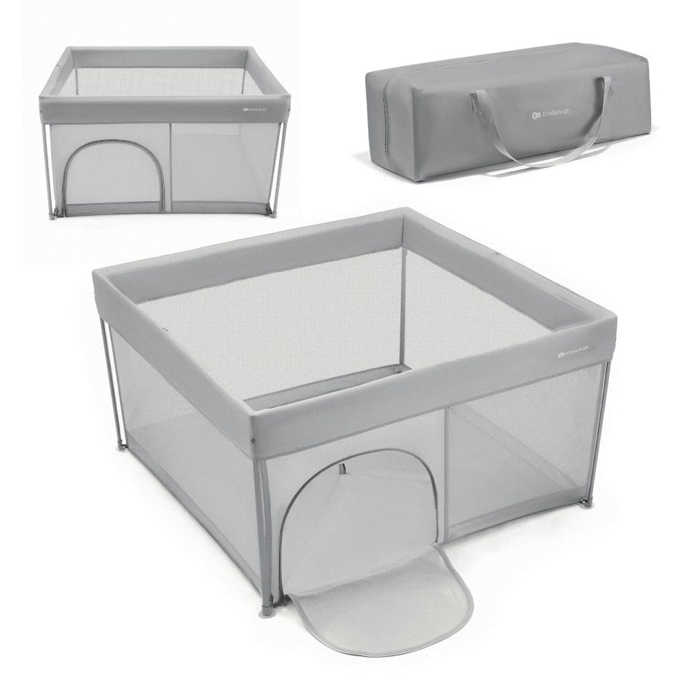 Kinderkraft dječja igraonica/vrtić ZIKI 126,5x126,5x69,5 cm, siva