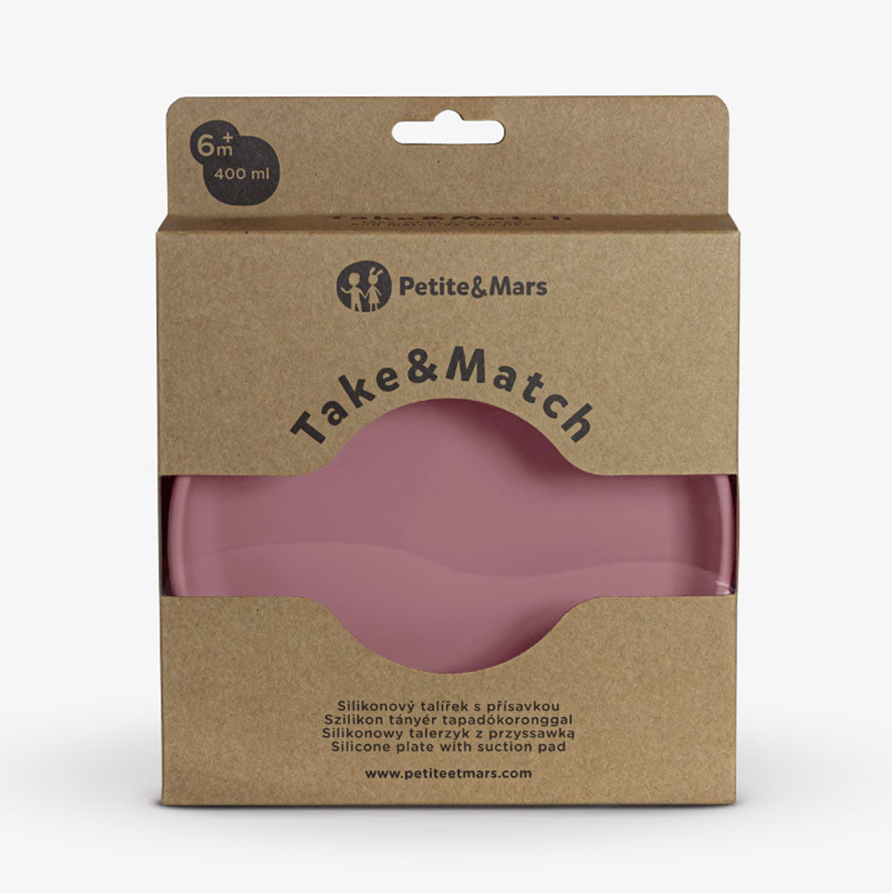 PETITE&MARS Silikonski tanjur s vakuumom 6 m+ Take&Match, Dusty Rose