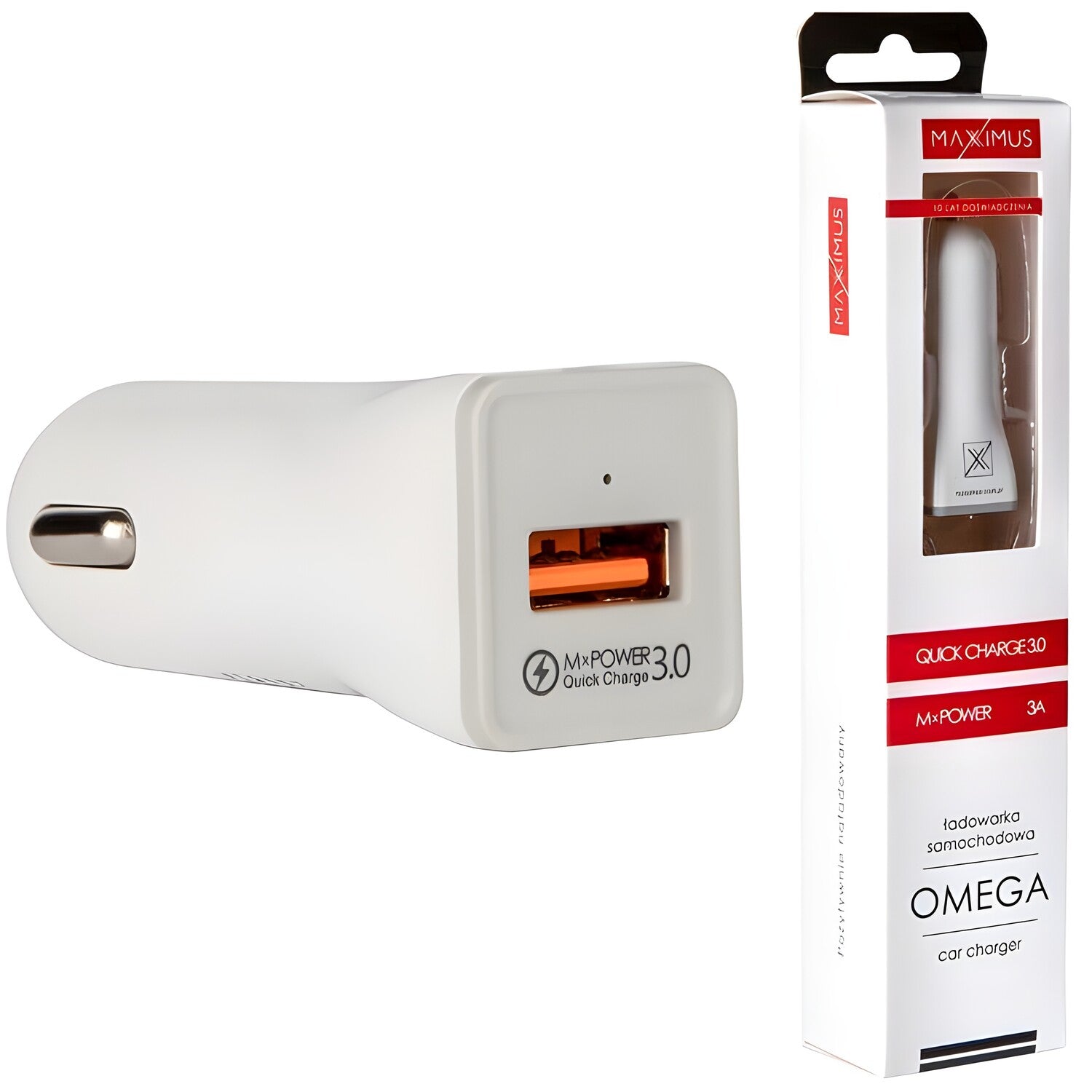 Maxximus auto punjač - 3A Quick Charge 3.0 - 18W - Bijela KP32816