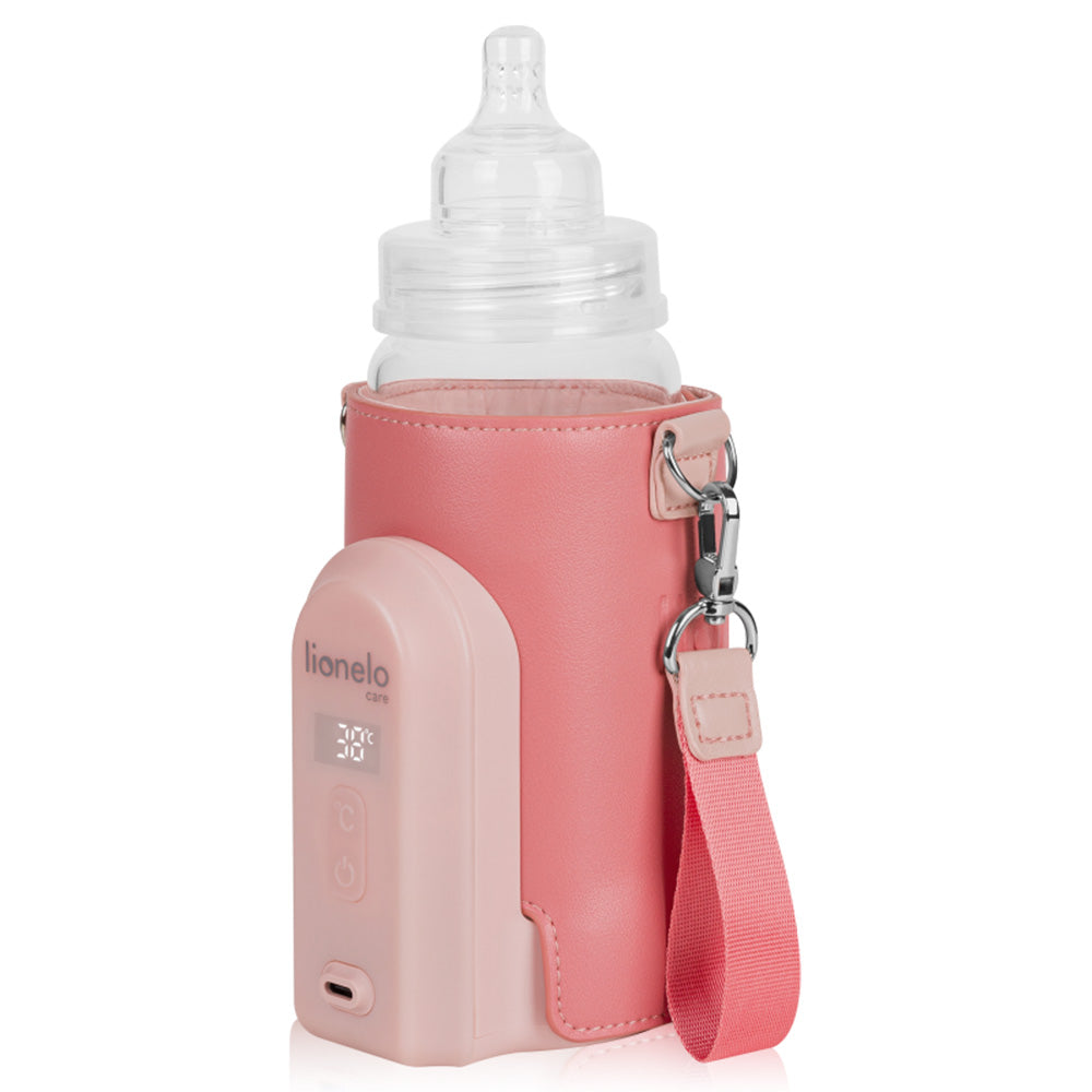 Lionelo Thermup Go Evo električni prijenosni grijač bočica - TERMOSICA s baterijom, Coral Pink