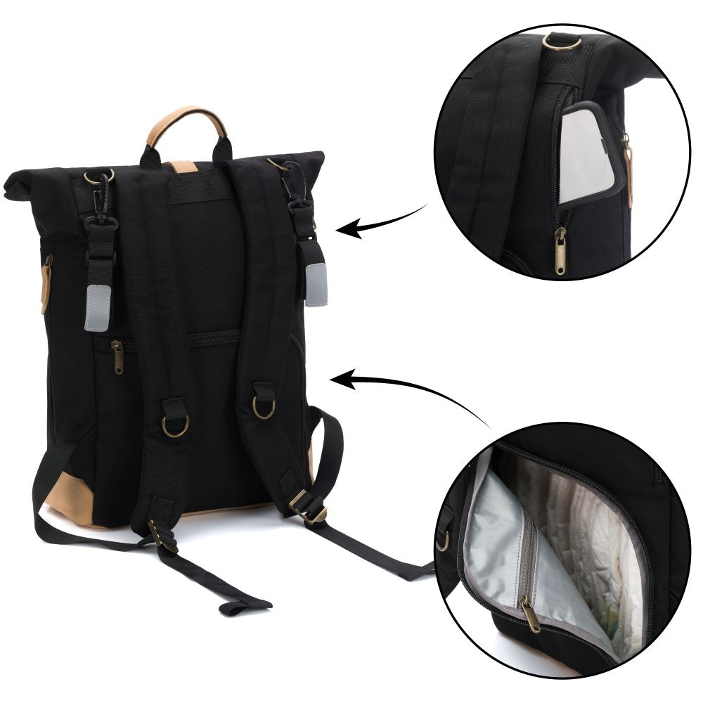 Fillikid torba/ruksak za mamu Rolltop Berlin, black