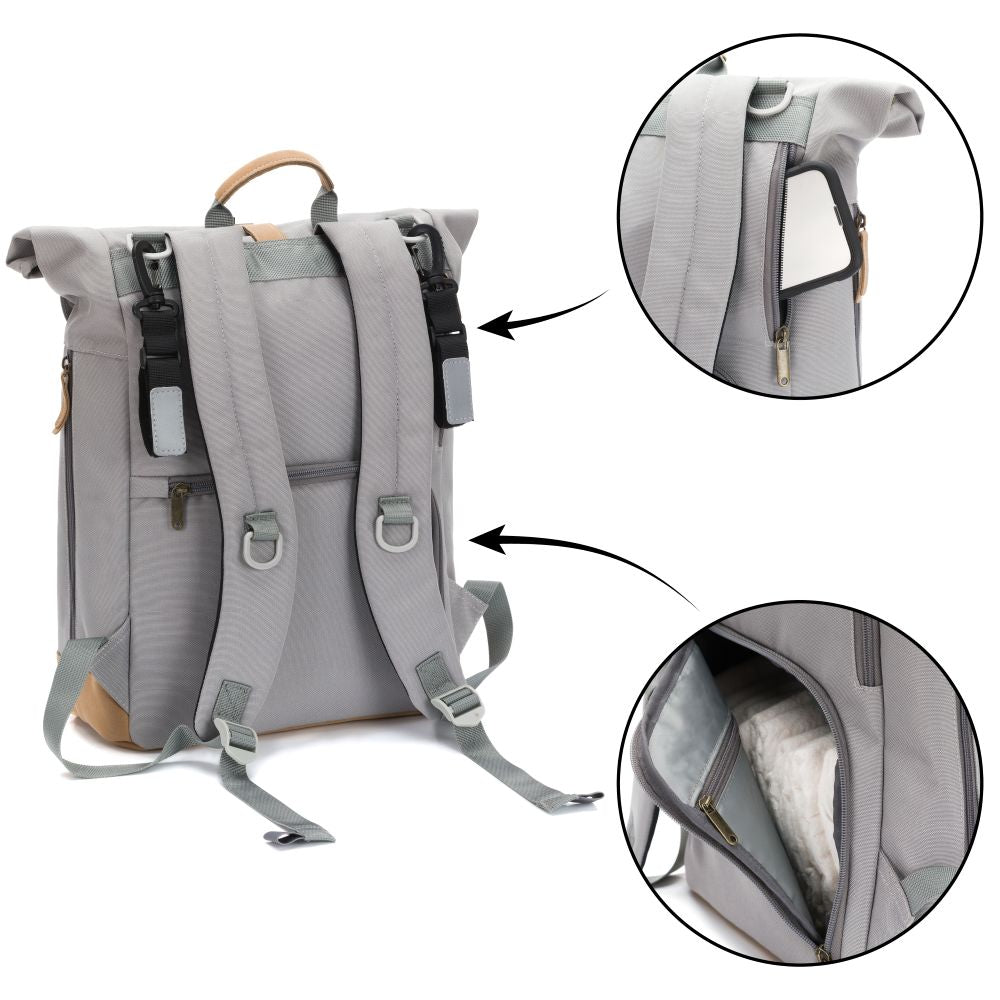 Fillikid torba/ruksak za mamu Rolltop Berlin, stone grey