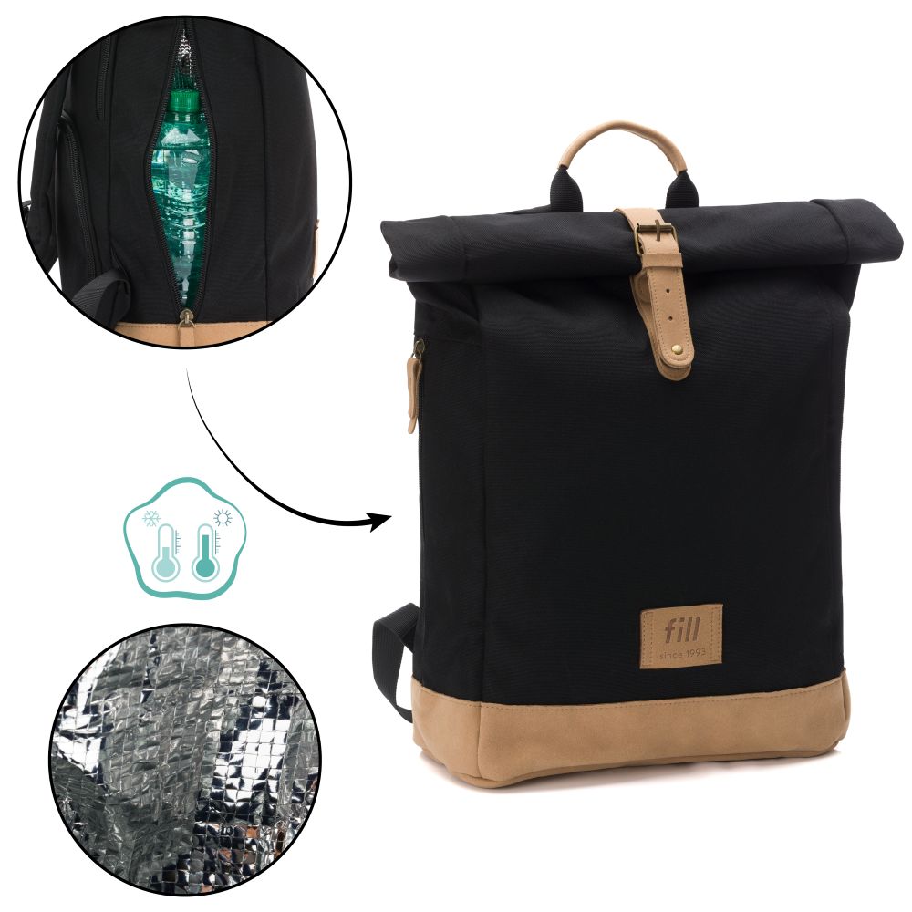 Fillikid torba/ruksak za mamu Rolltop Berlin, black