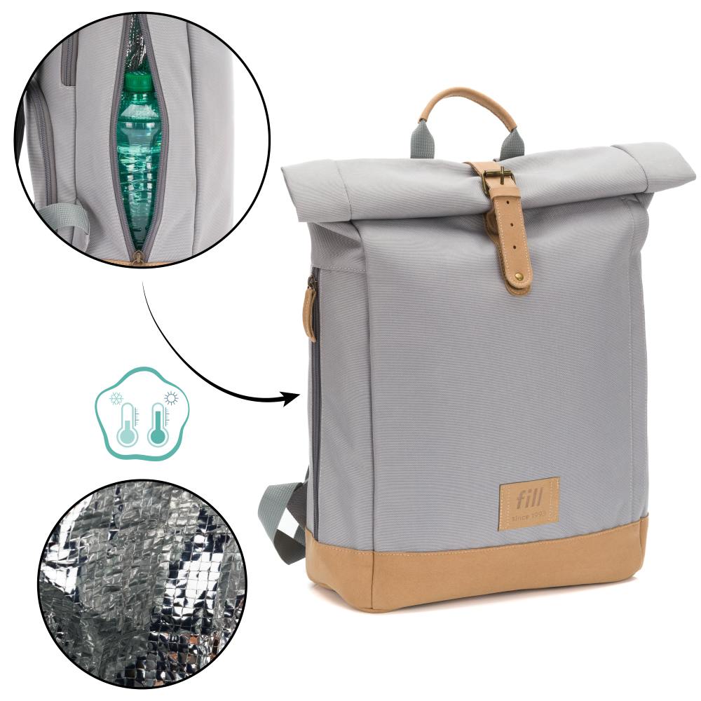 Fillikid torba/ruksak za mamu Rolltop Berlin, stone grey