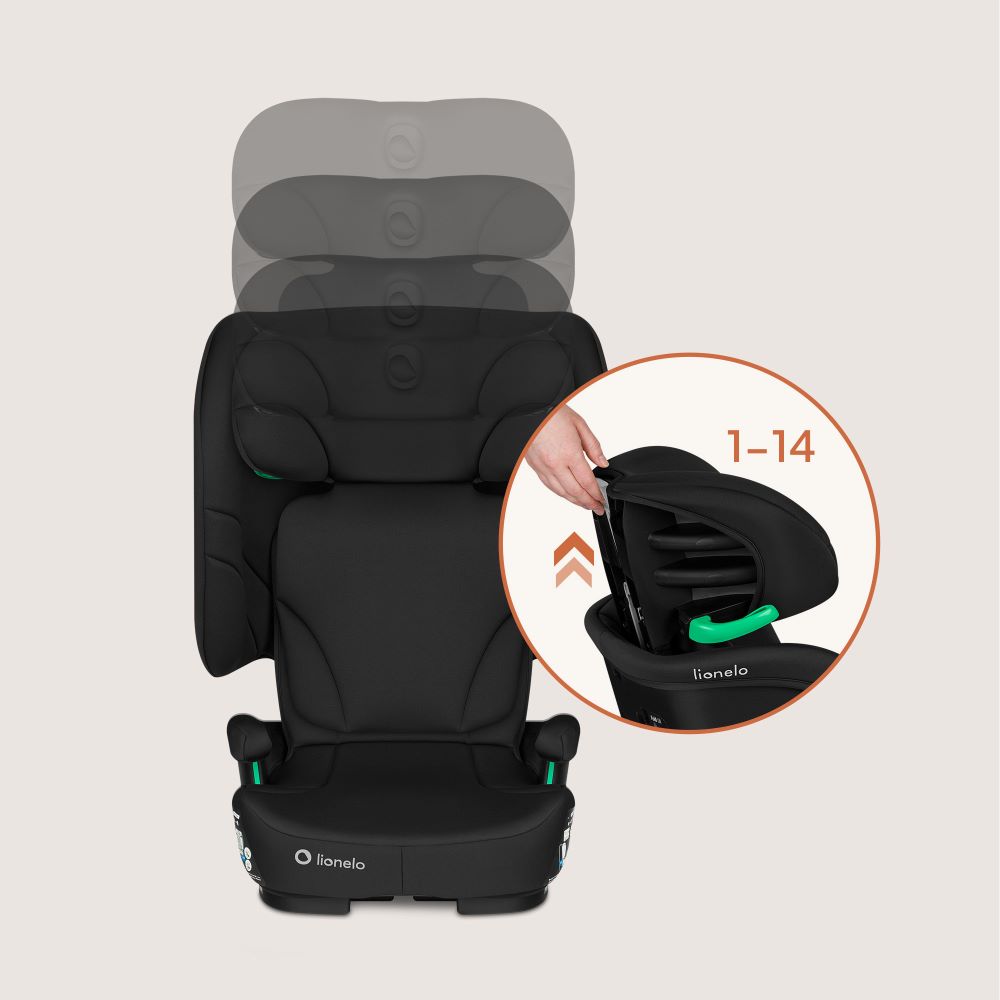 Lionelo autosjedalica Orin i-Size 9-36 kg (76-150 cm), Black Carbon