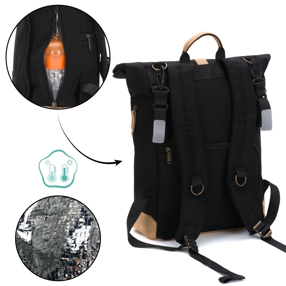 Fillikid torba/ruksak za mamu Rolltop Berlin, black