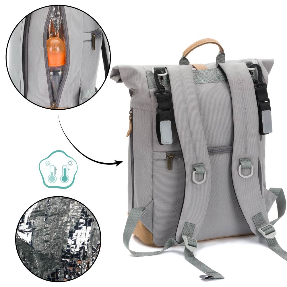 Fillikid torba/ruksak za mamu Rolltop Berlin, stone grey
