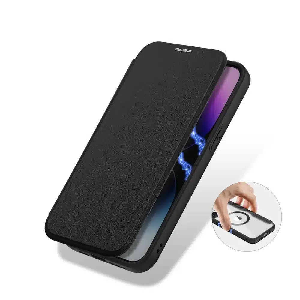 DUX DUCIS Skin X Pro – MagSafe kompatibilna preklopna torbica za Apple iPhone 15 Pro crna