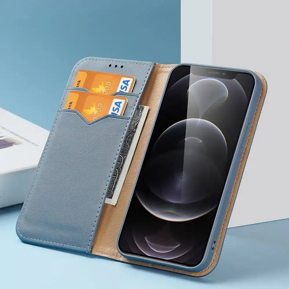 DUX DUCIS Hivo - kožna torbica novčanik za Apple iPhone 13 Pro Max plava