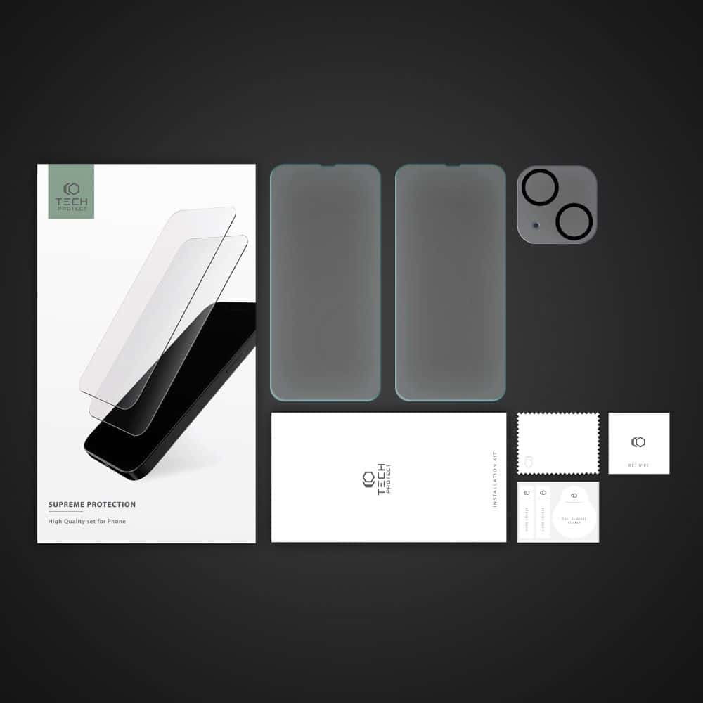 TECH-PROTECT SUPREME SET KALJENO STAKLO+STAKLO ZA KAMERU ZA IPHONE 14 PLUS CLEAR
