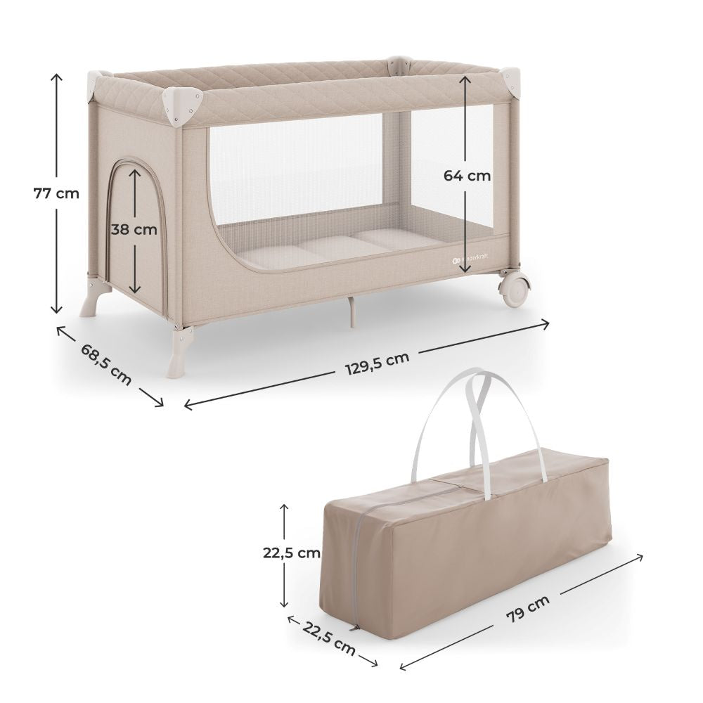 Kinderkraft Putni krevetić LEODY UP, Beige