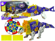 Dinobots 2 u 1 sačmarica za dinosaure Triceratops + meta - ljubičasti