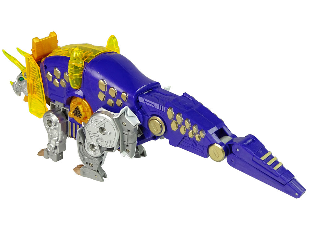Dinobots 2 u 1 sačmarica za dinosaure Triceratops + meta - ljubičasti