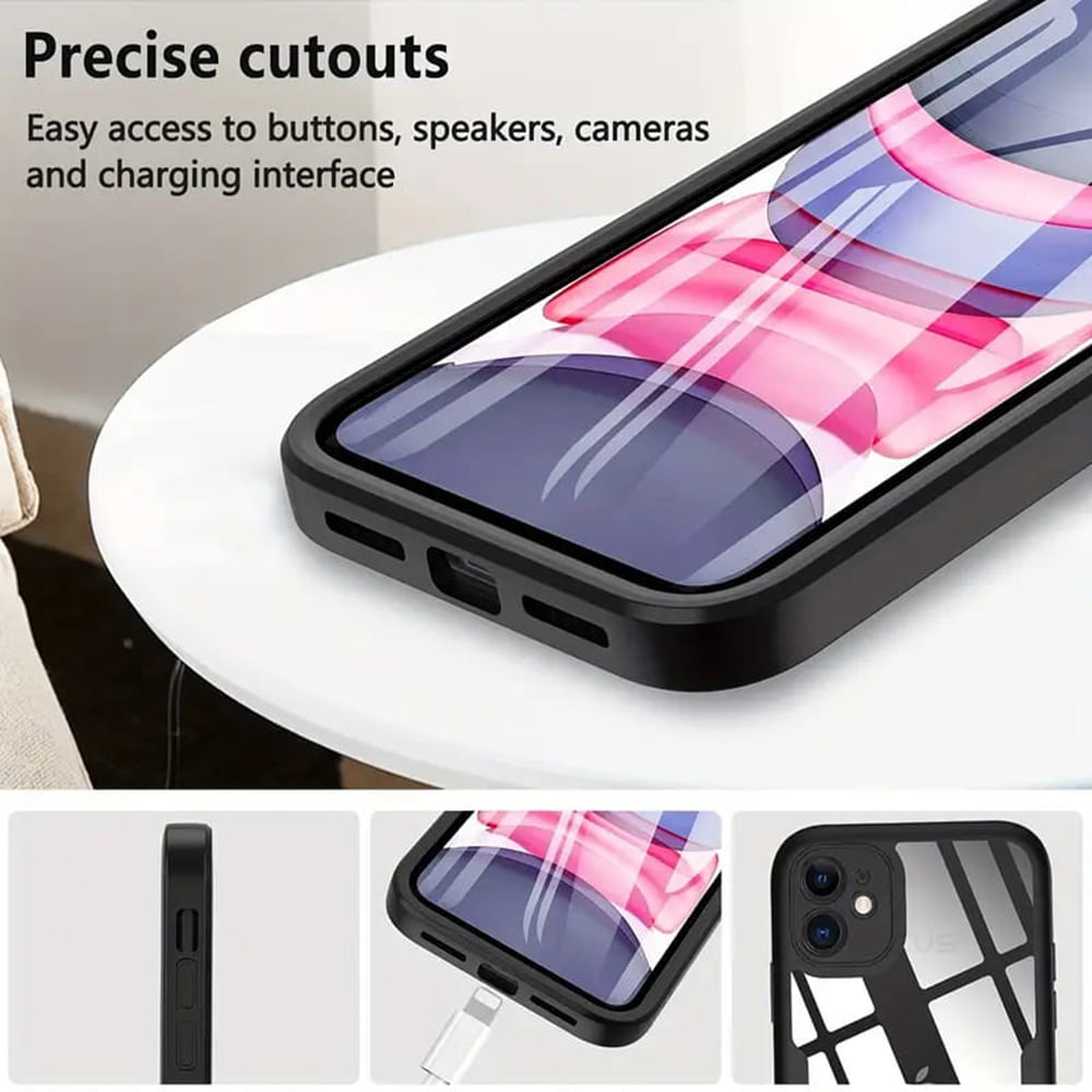 Techsuit - ColorVerse 360 Series obostrana zaštitna maska za iPhone 11 - crna