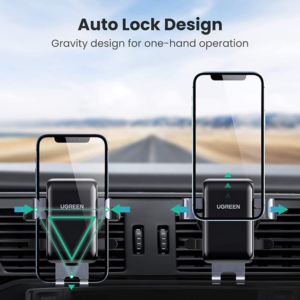 Ugreen - Gravitacijski držač za telefon za sve oblike ventilacijskih rešetki - sivi