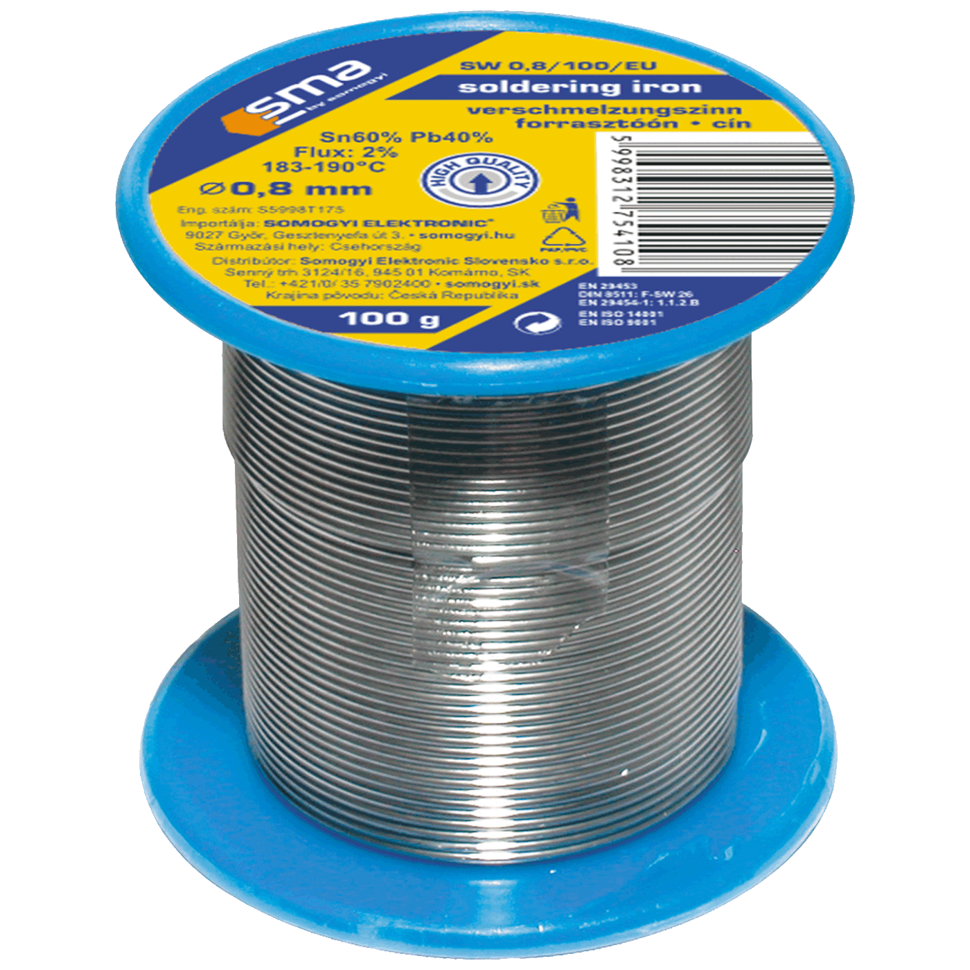 SMA Tinol za lemljenje, Ø0.8 mm, 100g - SW 0.8/100